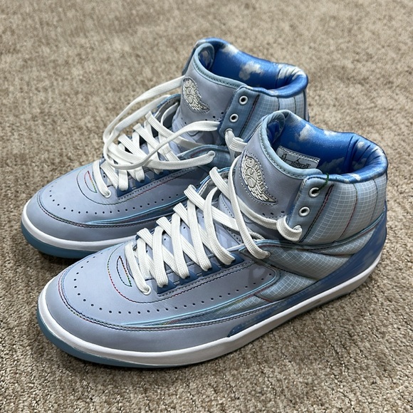 2022 J. Balvin x Air Jordan 2 Retro SP Celestine Blue/White/Multi-Color Size 9.5 - Picture 2 of 9